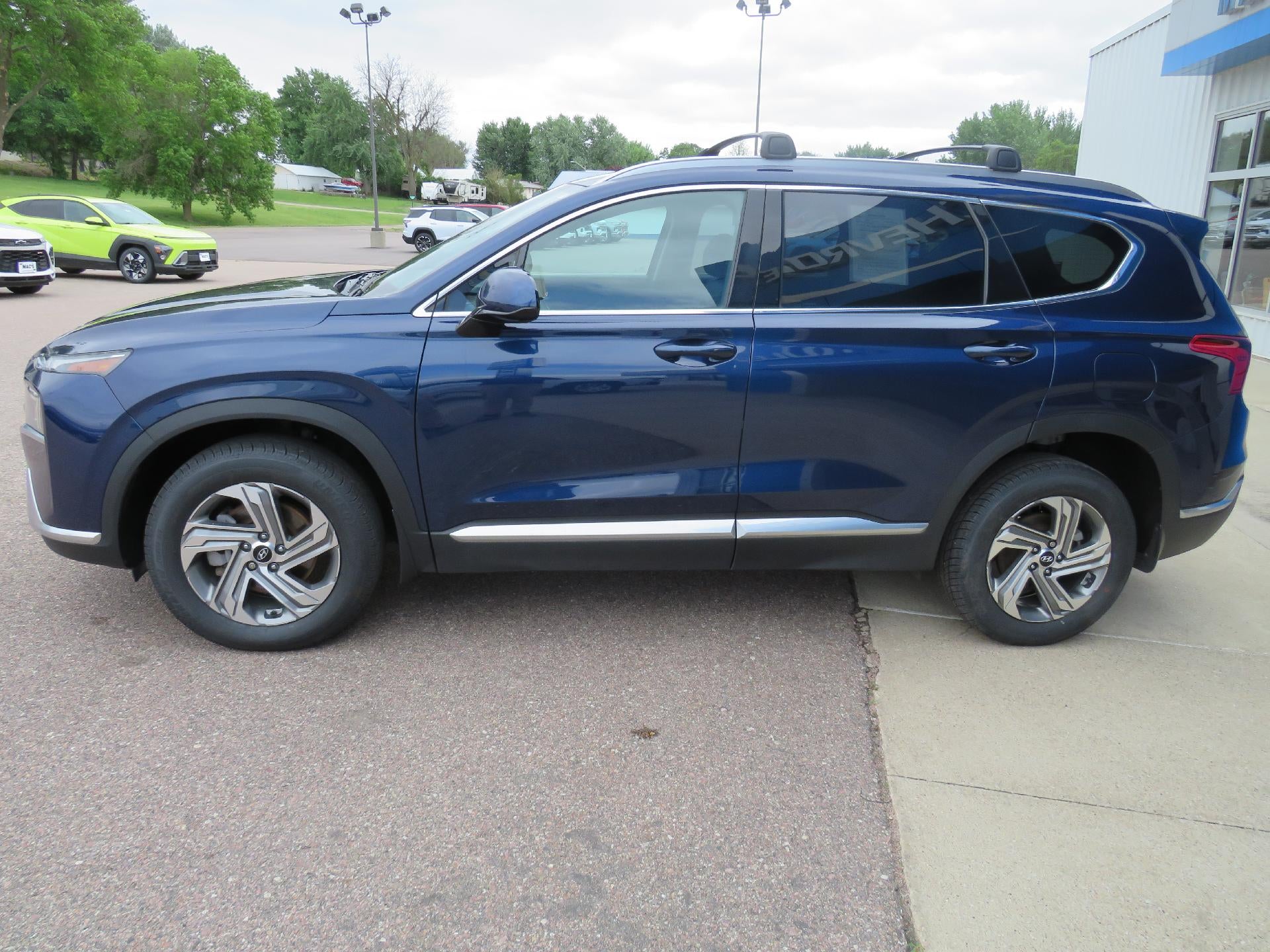 2022 Hyundai Santa Fe SEL in Blue — front three-quarter view